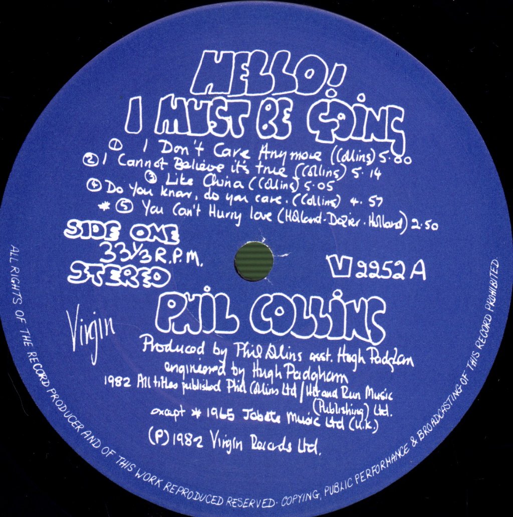 Phil Collins - Hello I Must Be Going - Lp