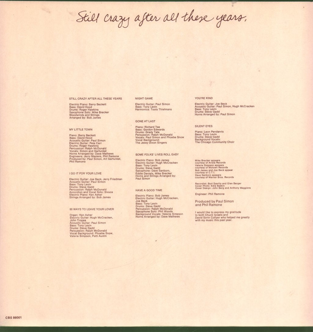 Paul Simon - Still Crazy After All These Years - Lp