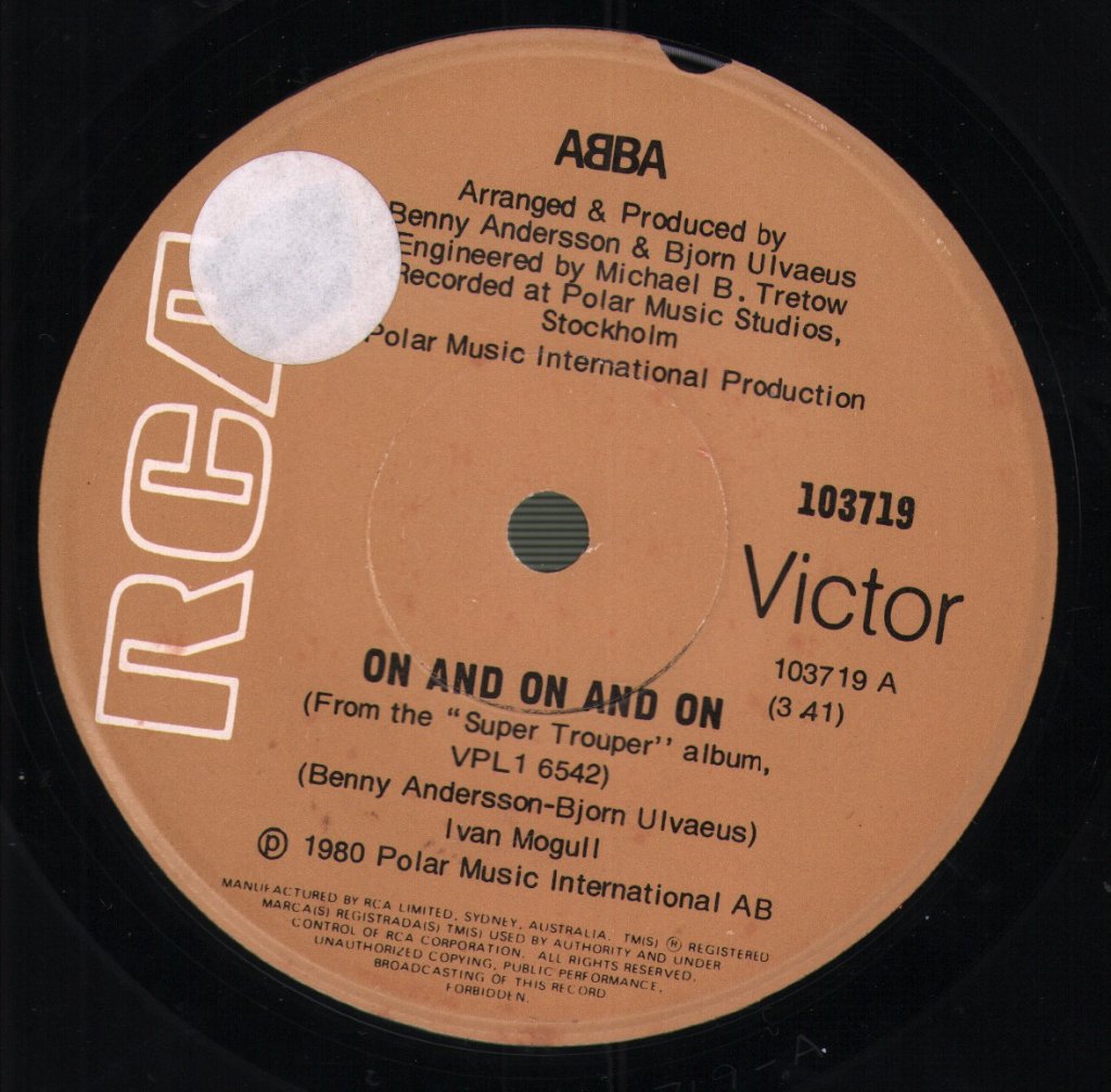 ABBA - On And On And On / The Piper - 7 Inch