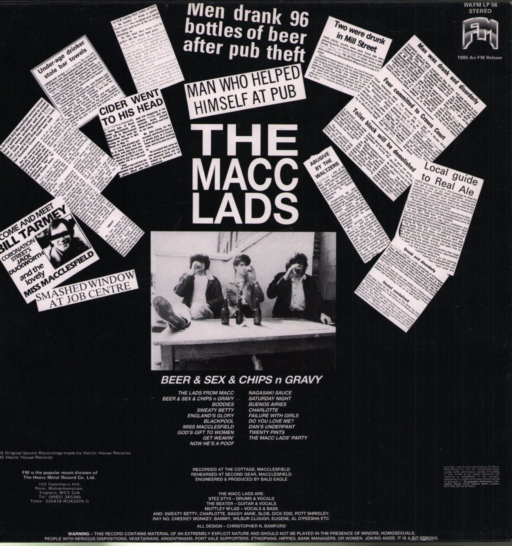 Macc Lads - Beer And Sex And Chips N Gravy - Lp