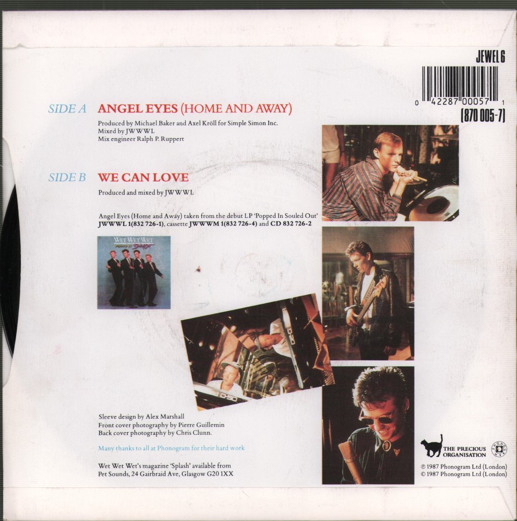 Wet Wet Wet - Angel Eyes (Home And Away) - 7 Inch