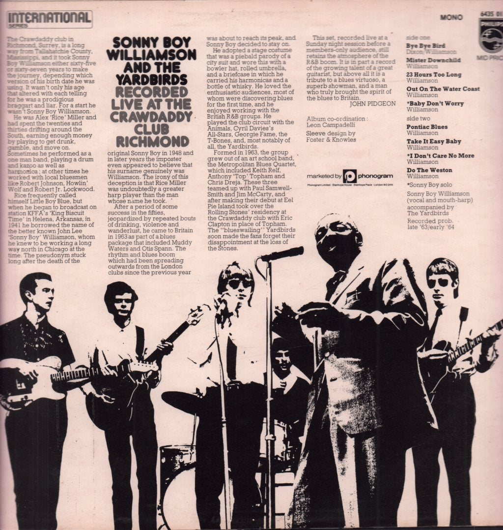 Sonny Boy Williamson And The Yardbirds - Recorded Live At The Craw Daddy Club Richmond - Lp