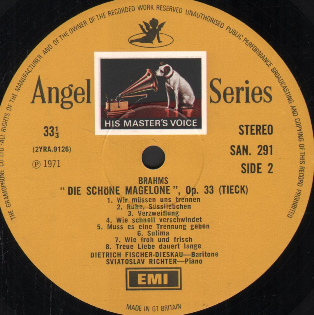 Dietrich Fischer-Dieskau / Sviatoslav Richter - Brahms - Die Schöne Magelone - Lp