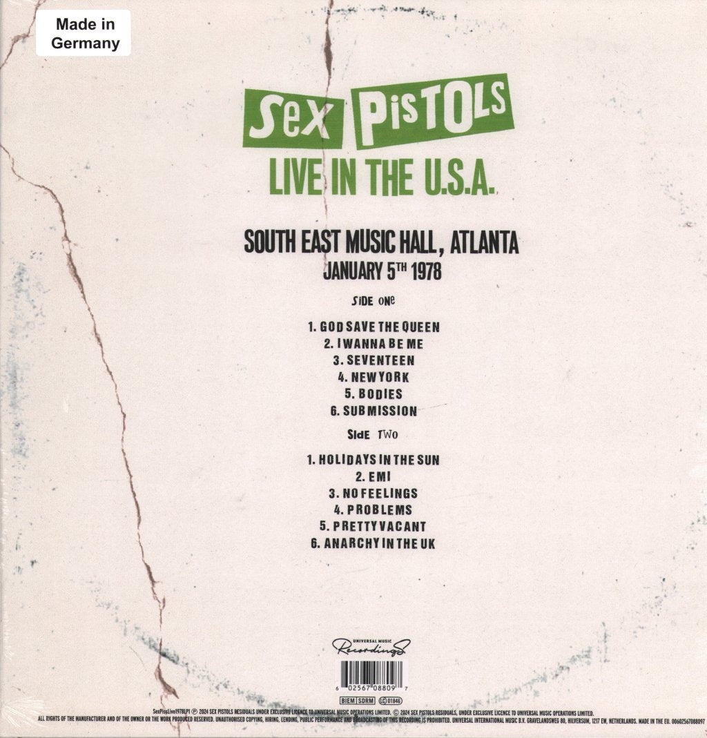 Sex Pistols - Live In The U.S.A 1978 – Atlanta - Lp