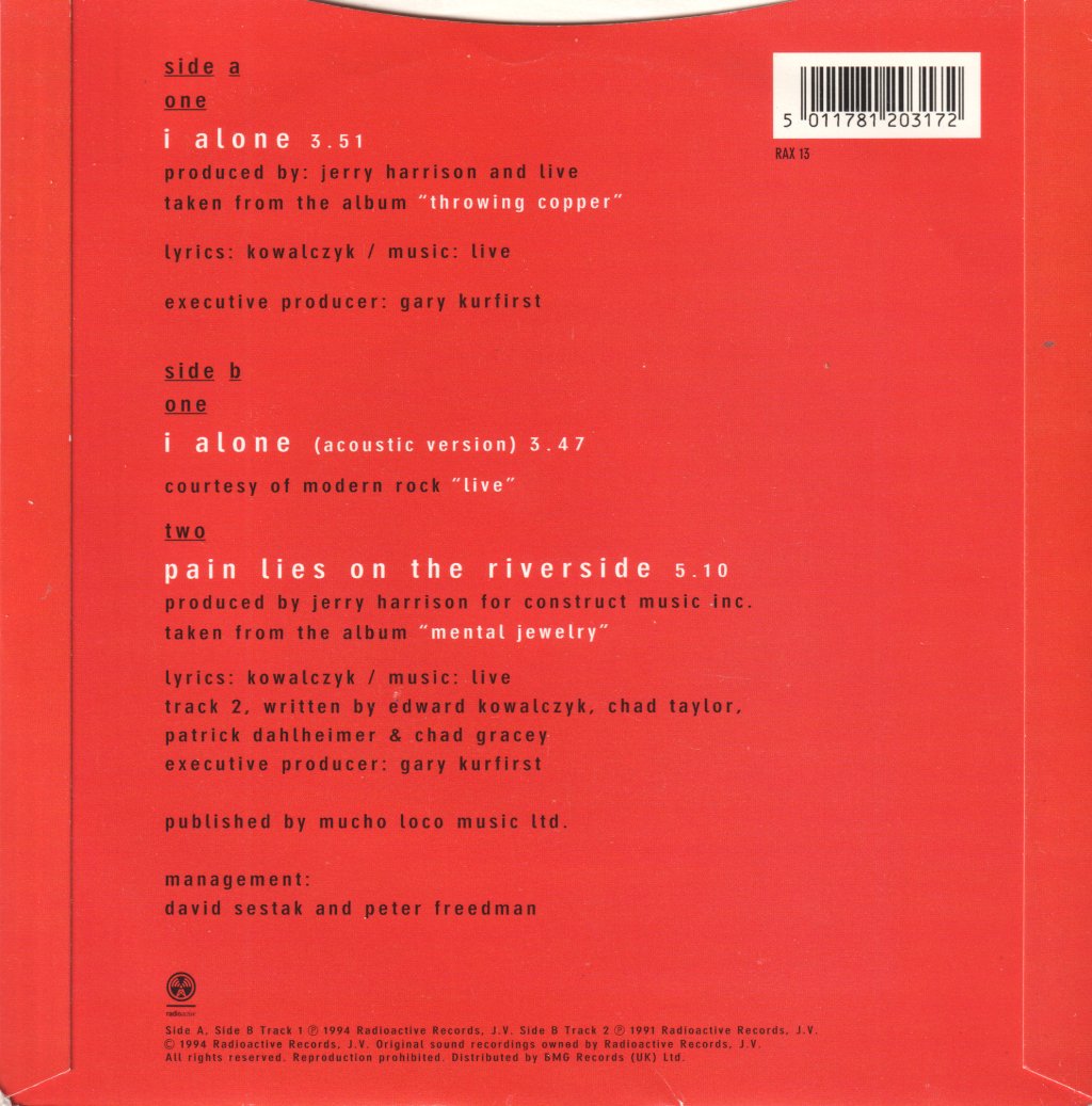 Live - I Alone - 7 Inch