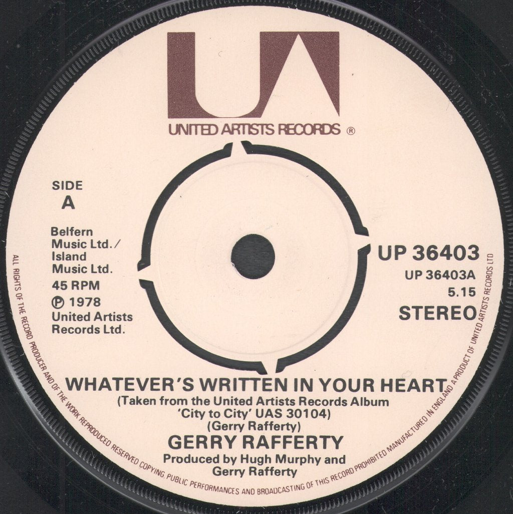 Gerry Rafferty - Whatever's Written In Your Heart - 7 Inch