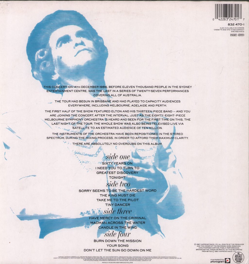 Elton John - Live In Australia With The Melbourne Symphony Orchestra - Double Lp