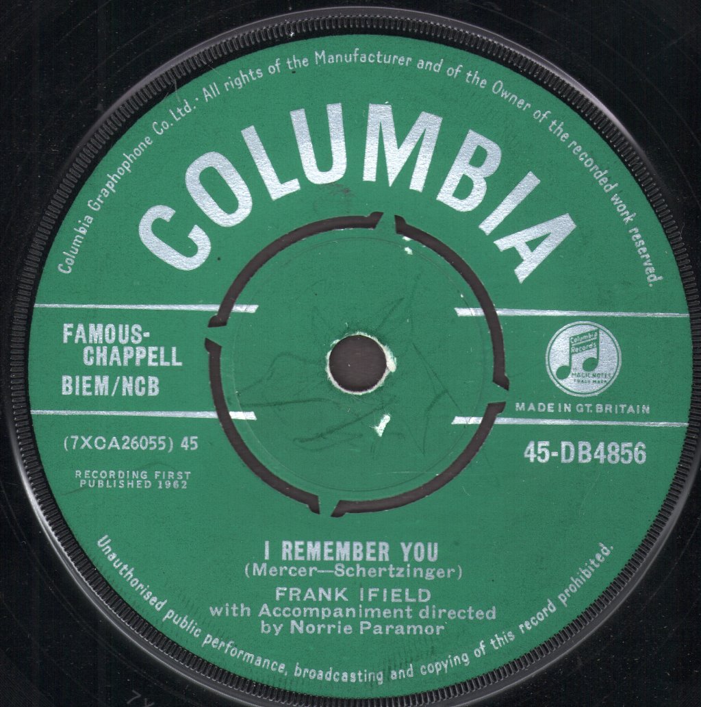Frank Ifield - I Remember You - 7 Inch