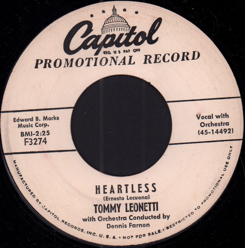 Tommy Leonetti - Heartless - 7 Inch