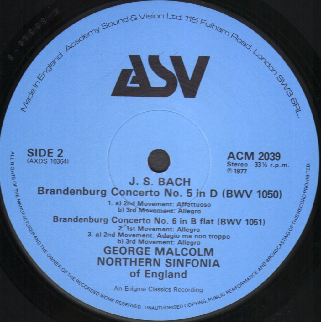 George Malcolm / Northern Sinfonia Of England - J.S. Bach - Complete Brandenburg Concertos - Double Lp