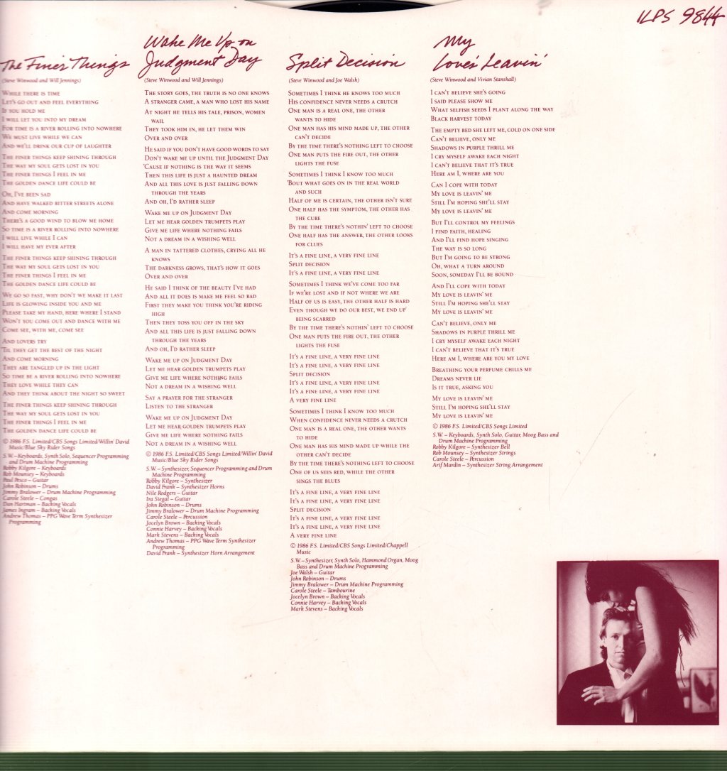 Steve Winwood - Back In The High Life - Lp