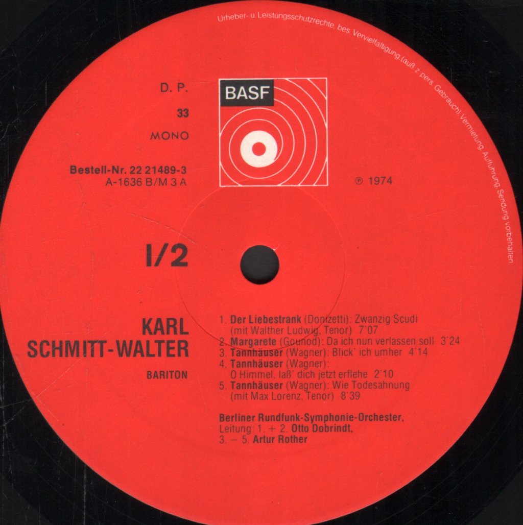 Karl Schmitt-Walter - Historische Aufnahmen Aus Den Jahren 1941-1946 - Double Lp