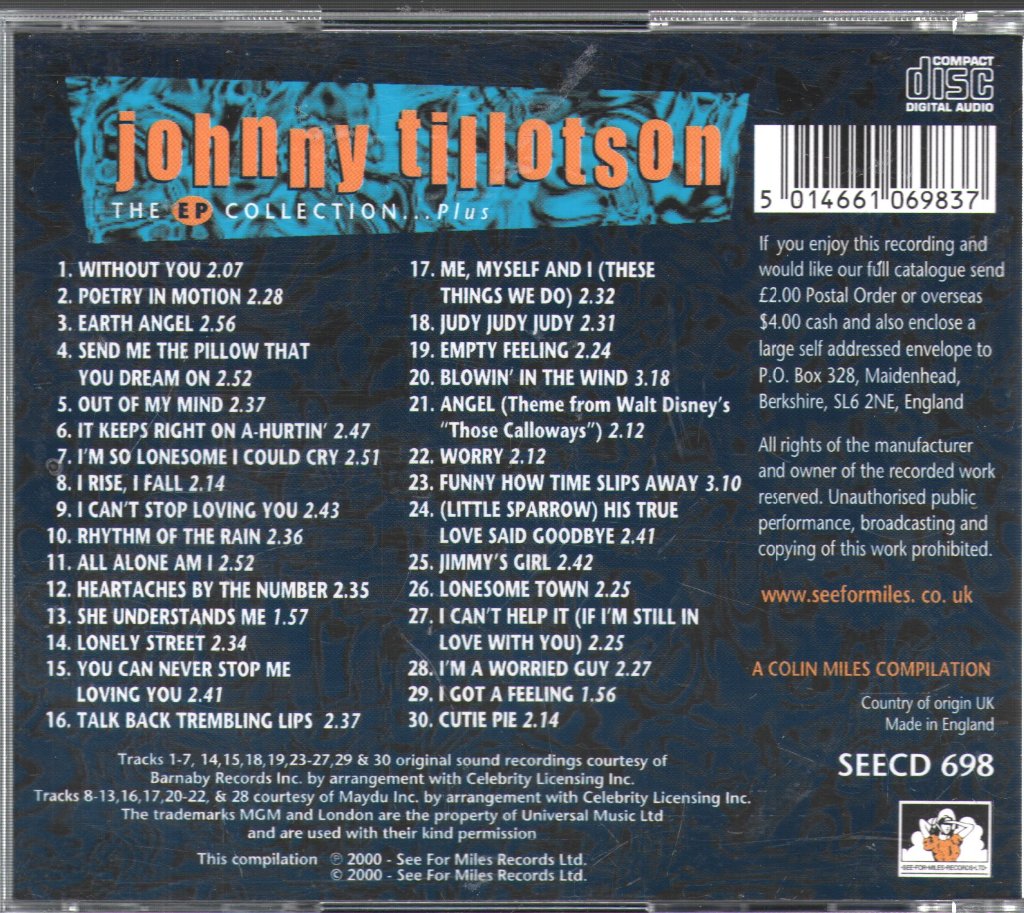 Johnny Tillotson - EP Collection... Plus - Cd