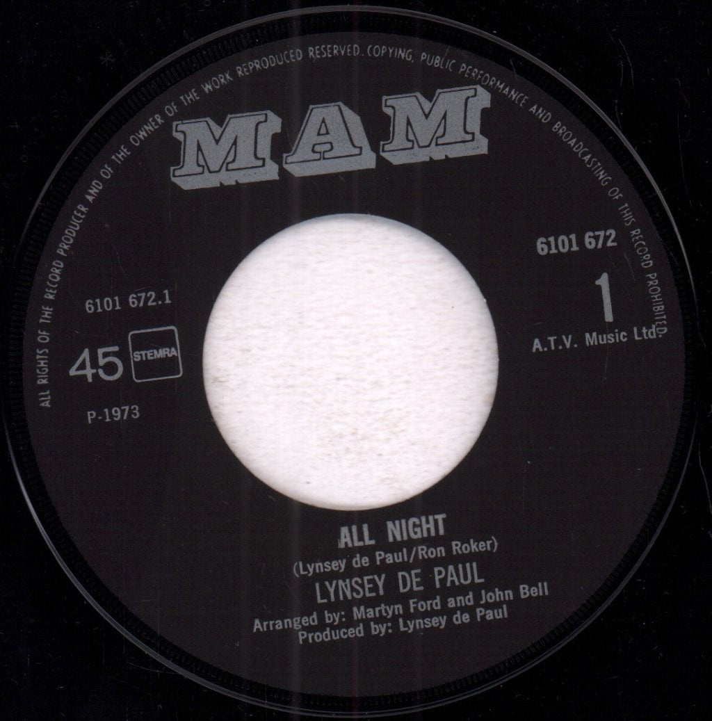 Lynsey De Paul - All Night - 7 Inch