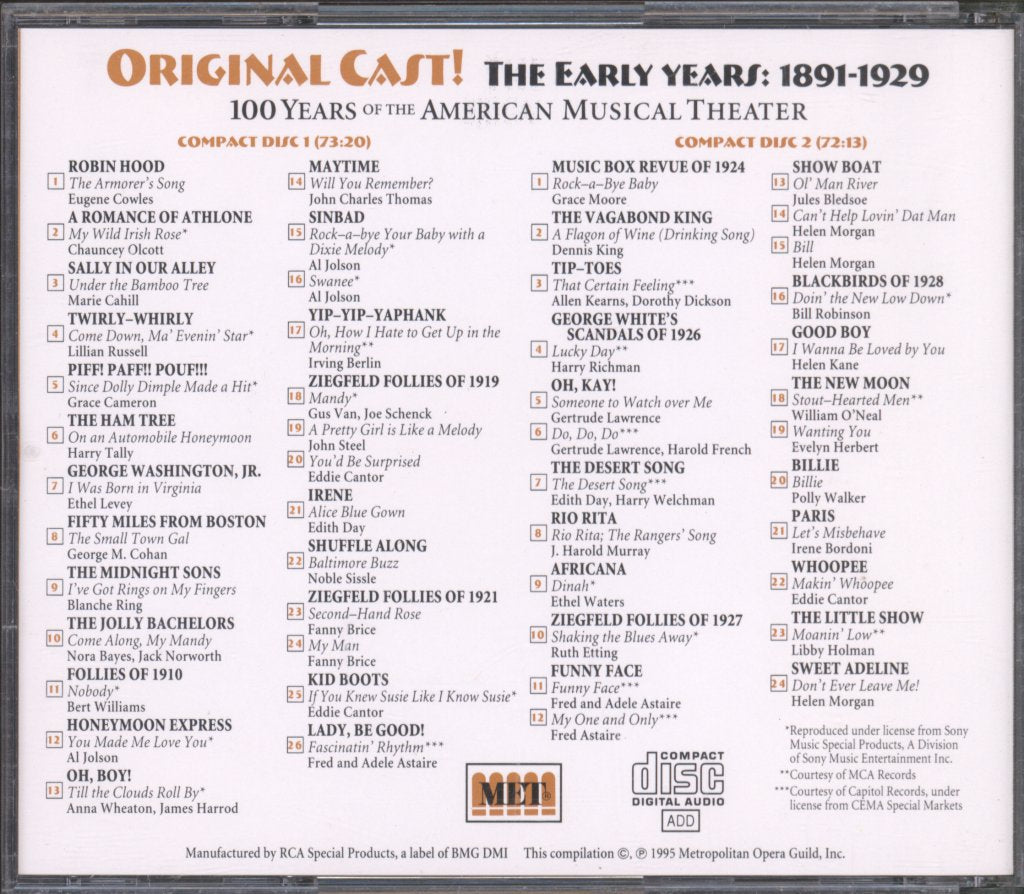 Various Artists - Original Cast The Early Years: 1891-1929 - Double Cd