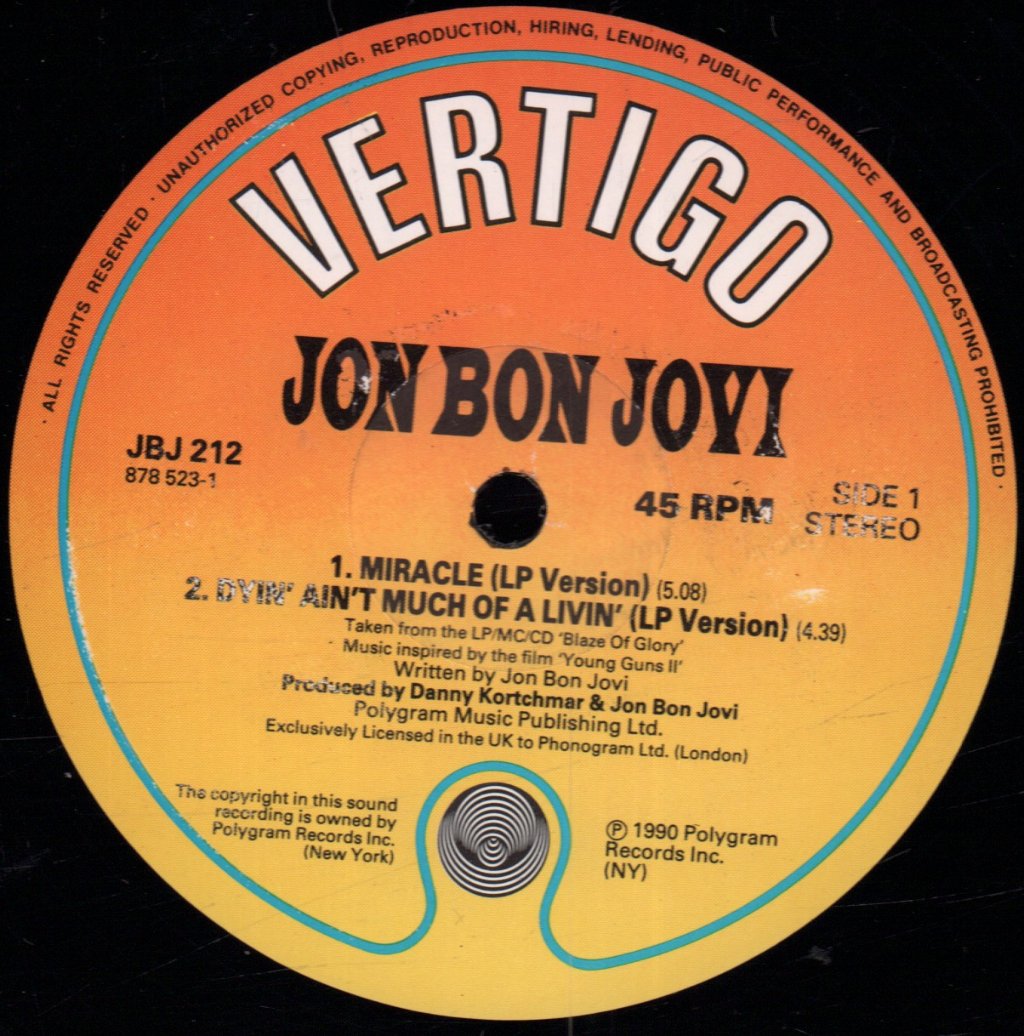Jon Bon Jovi - Miracle - 12 Inch