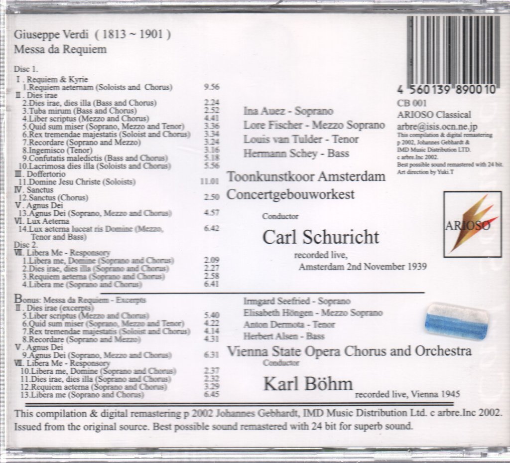 Giuseppe Verdi - Messa De Requiem - Double Cd