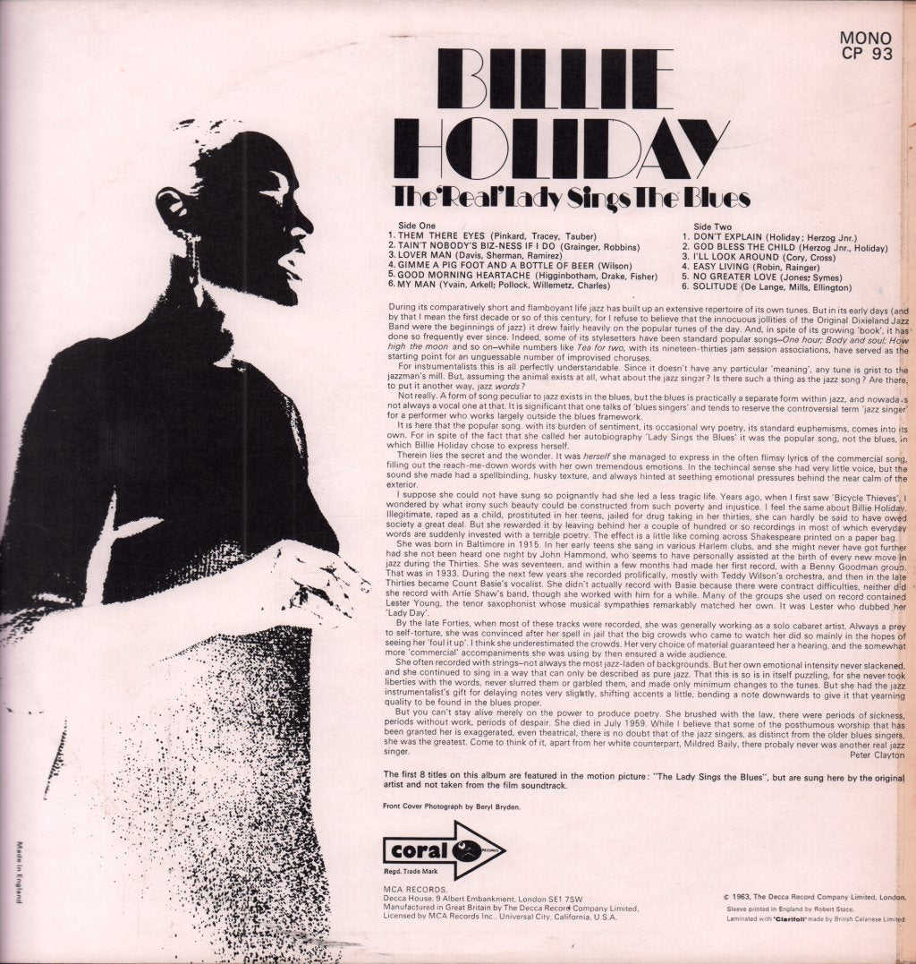 Billie Holiday - Real Lady Sings The Blues - Lp