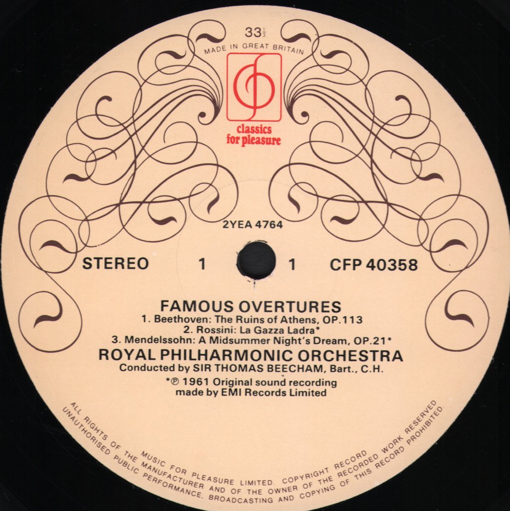 Sir Thomas Beecham / Royal Philharmonic Orchestra - Conducts Famous Overtures - Lp