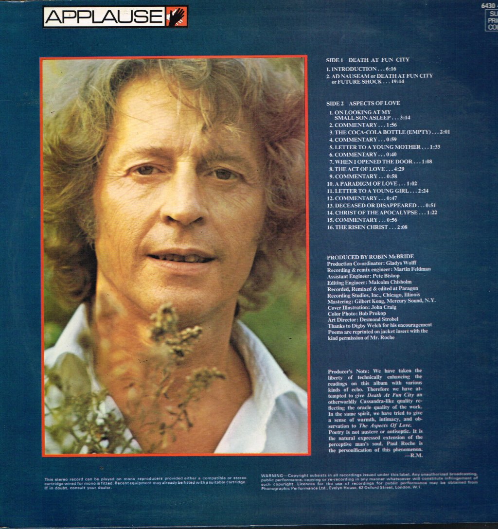 Paul Roche - Ad Nauseum Or Death At Fun City Or Future Shock - Lp