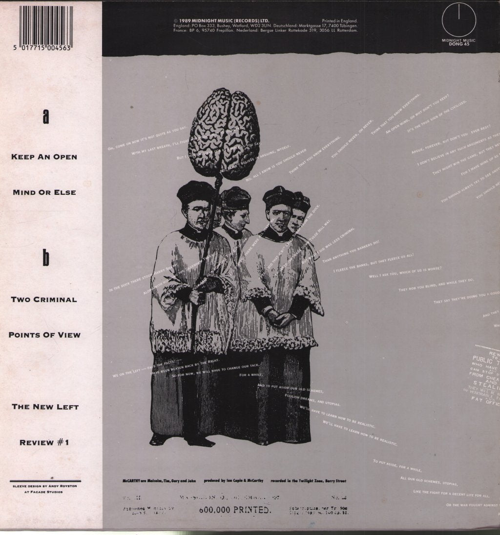 Mccarthy - Keep An Open Mind Or Else - 12 Inch