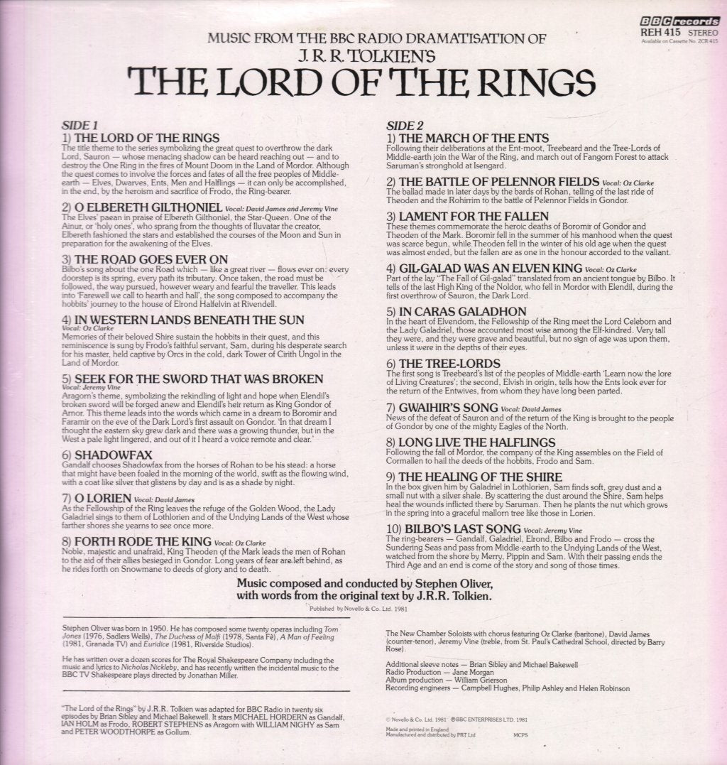 Stephen Oliver - J.r.r. Tolkien's Lord Of The Rings - Lp