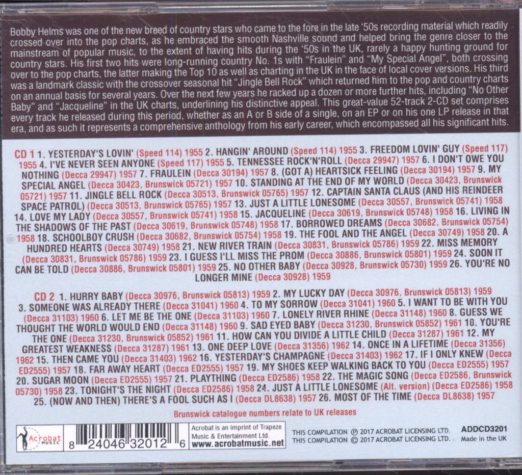 Bobby Helms - Complete Releases 1955-62 - Double Cd