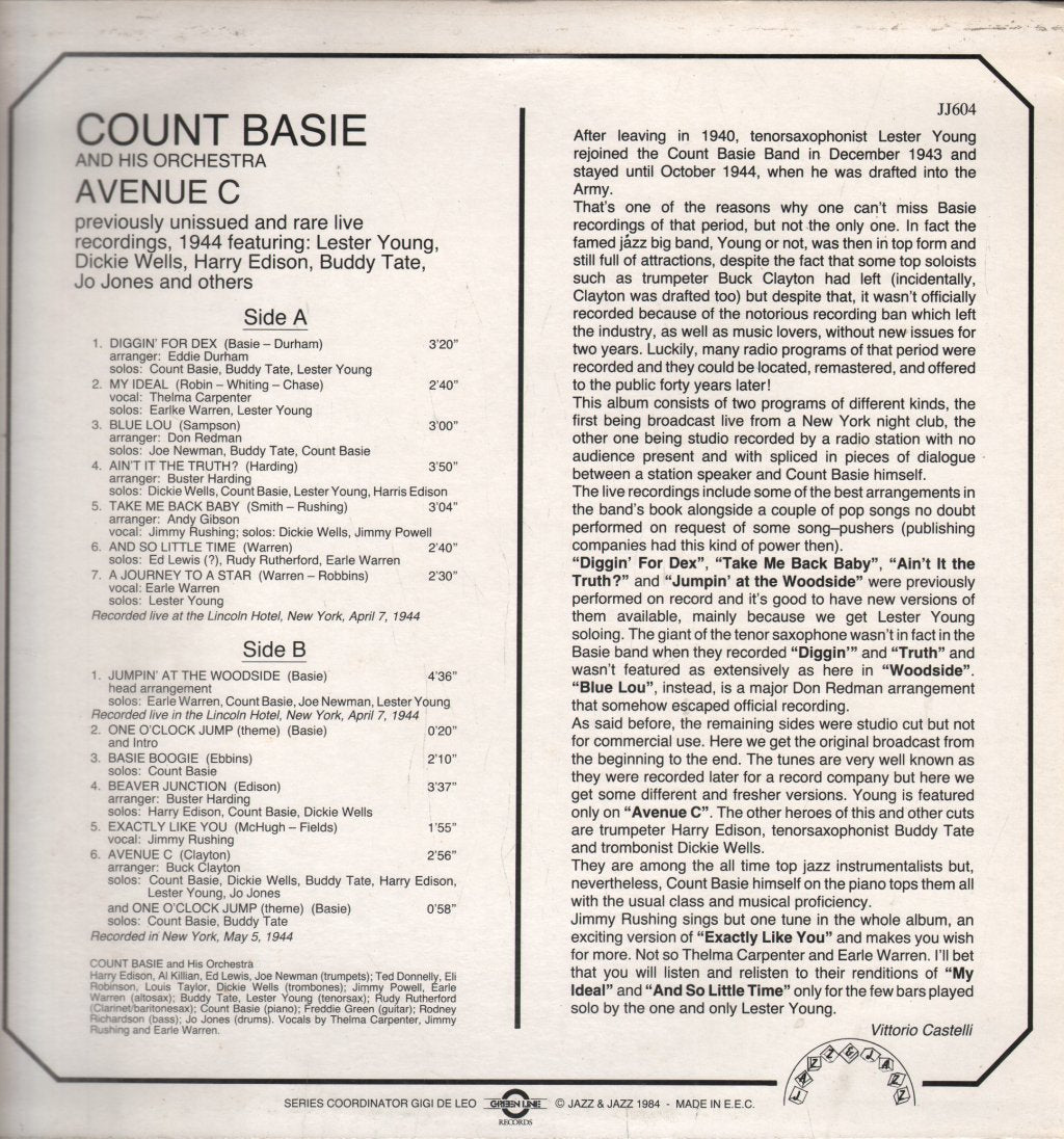 Count Basie And His Orchestra - Avenue C - Lp