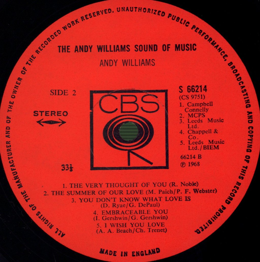 Andy Williams - Andy Williams Sound Of Music - Double Lp