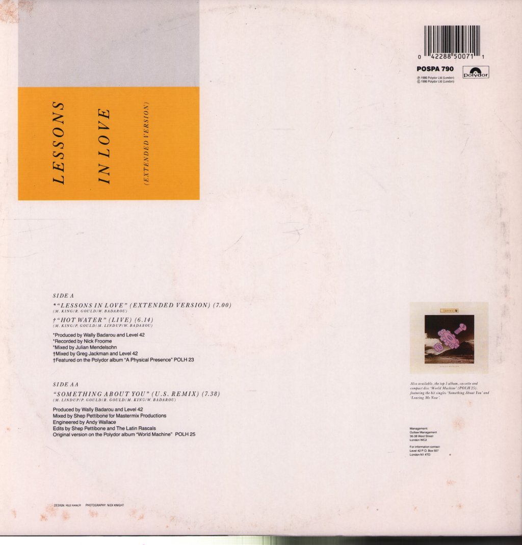 Level 42 - Lessons In Love / Something About You - 12 Inch