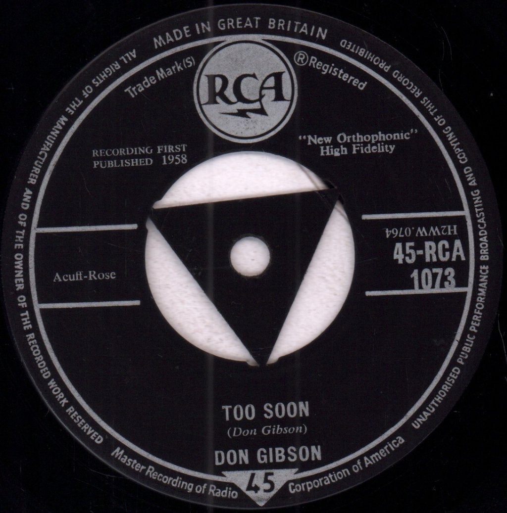 Don Gibson - Too Soon - 7 Inch