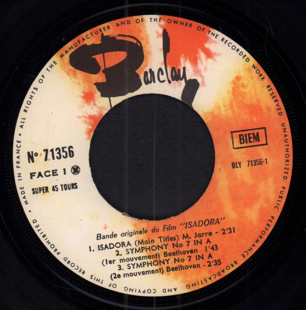 Maurice Jarre - Isadora Original Soundtrack From The Film - 7 Inch