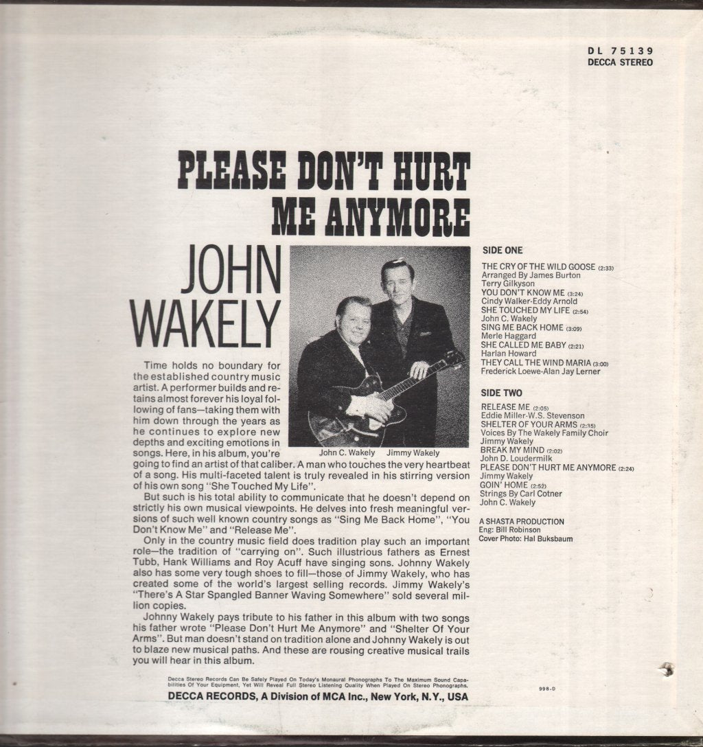 John Wakely - Please Don't Hurt Me Anymore - Lp