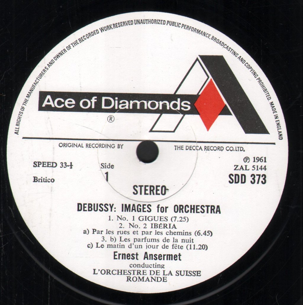 Ernest Ansermet / L'Orchestre De La Suisse Romande - Debussy - Images For Orchestra / Printemps - Suite Symphonique - Lp