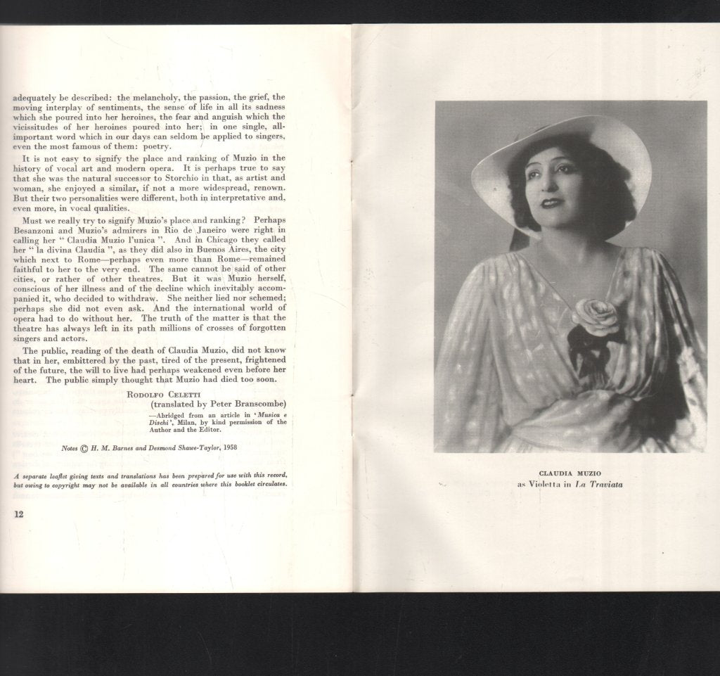 Claudia Muzio - Art Of Claudia Muzio - Lp