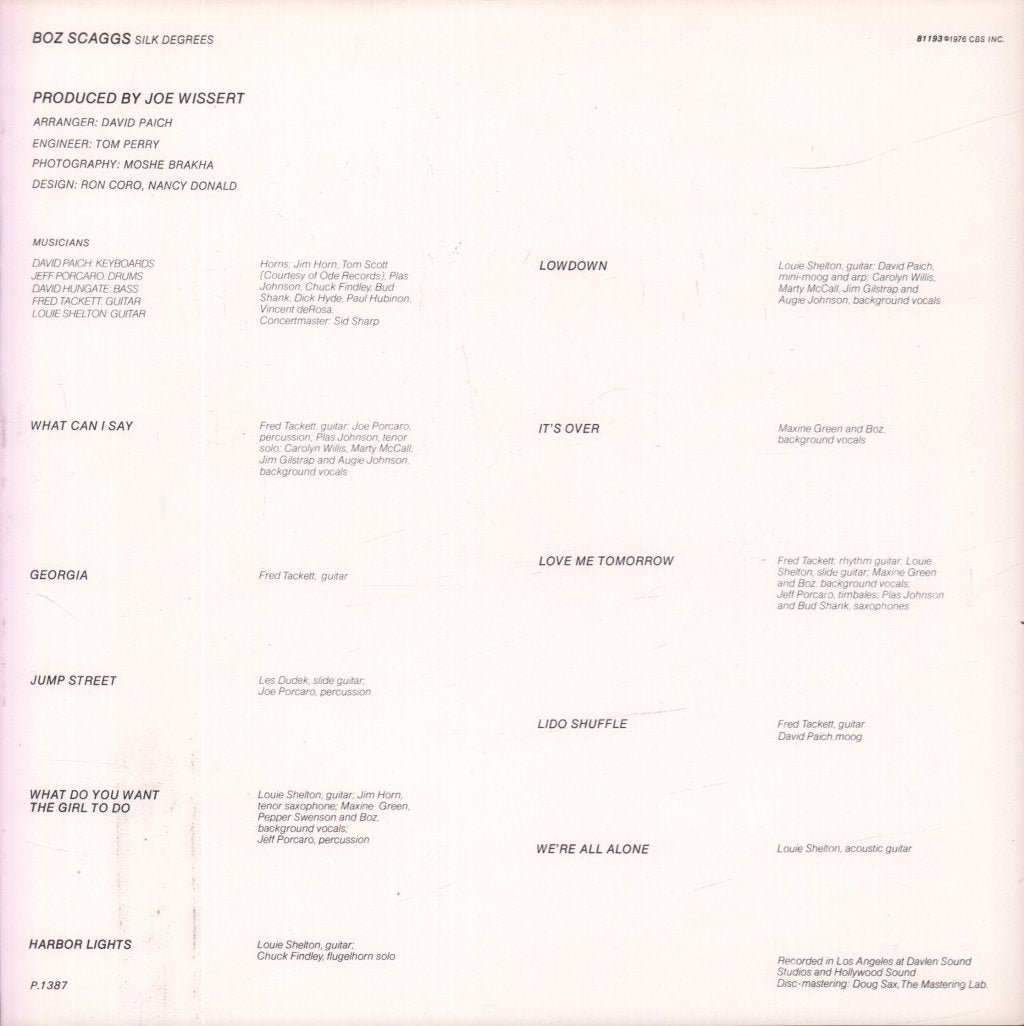 Boz Scaggs - Silk Degrees - Lp