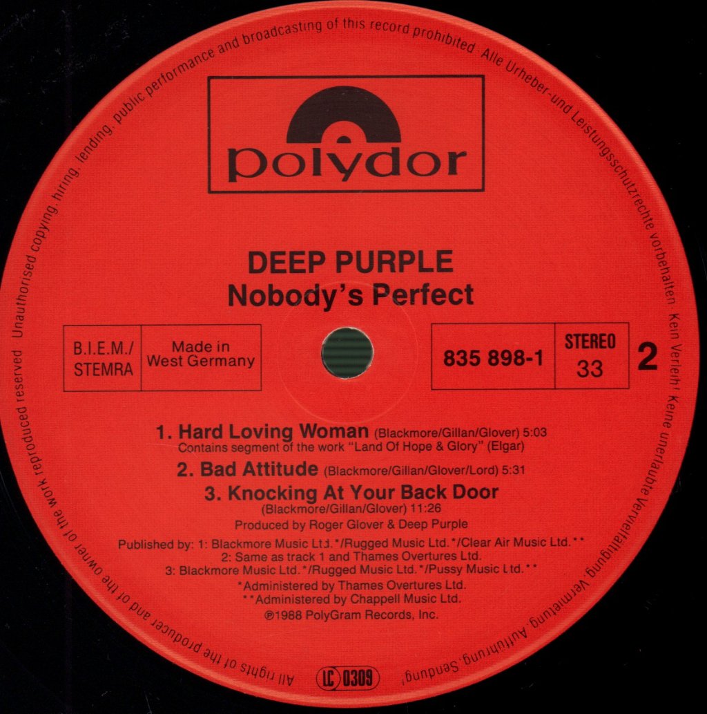 Deep Purple - Nobody's Perfect - Double Lp
