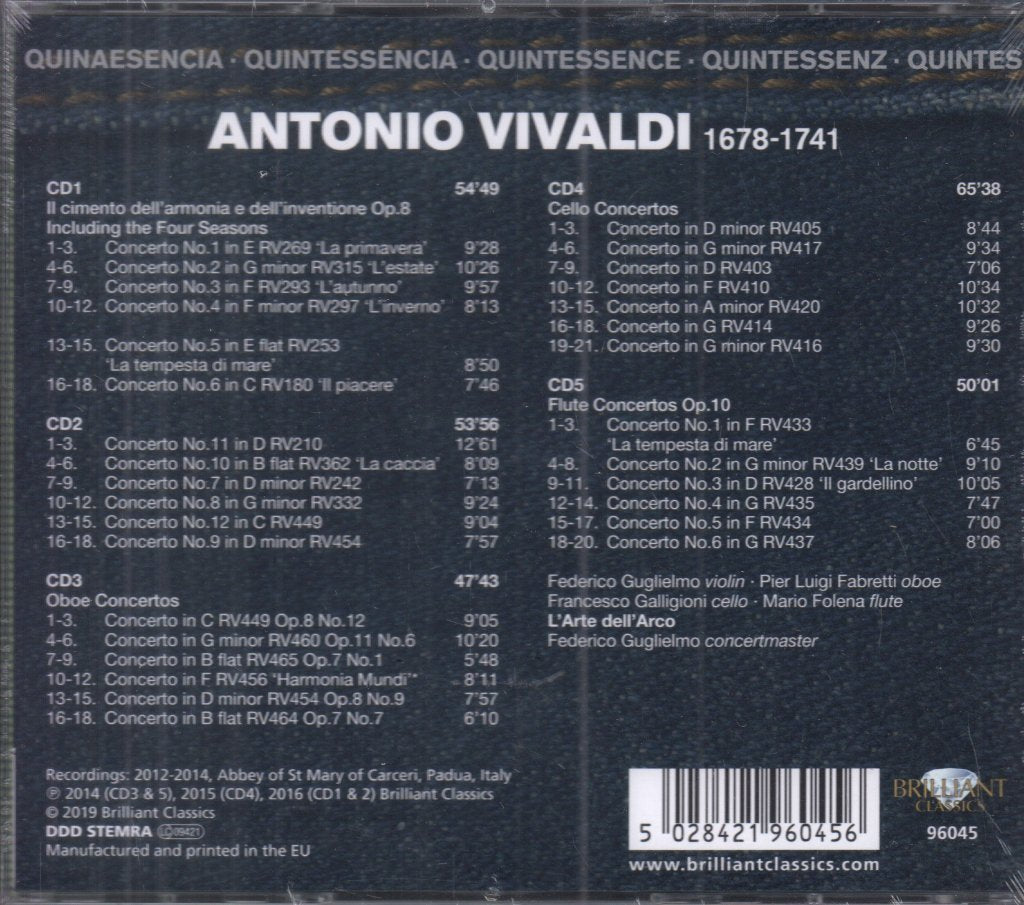 fabretti galligioni folena dell'arco guglielmo - vivaldi Four Seasons Cello, Oboe & Flute Concertos - Cd Set