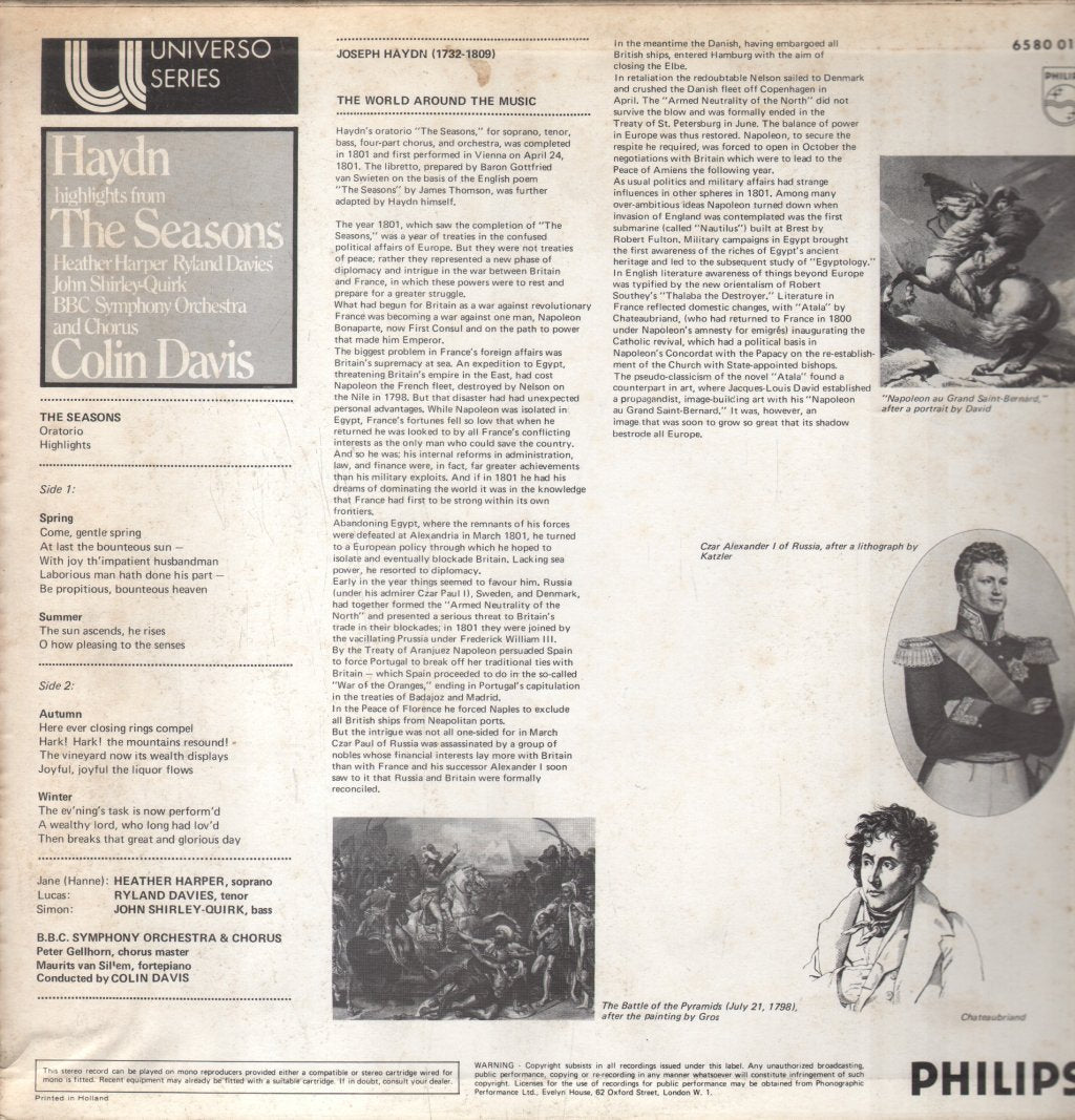 Colin Davis / BBC Symphony Orchestra - Die Jahreszeiten, Ausschnitte - Lp