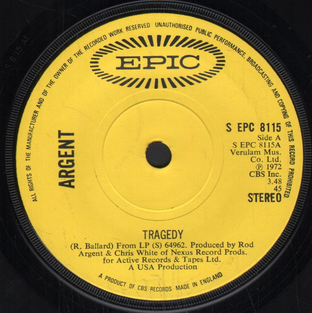 Argent - Tragedy - 7 Inch