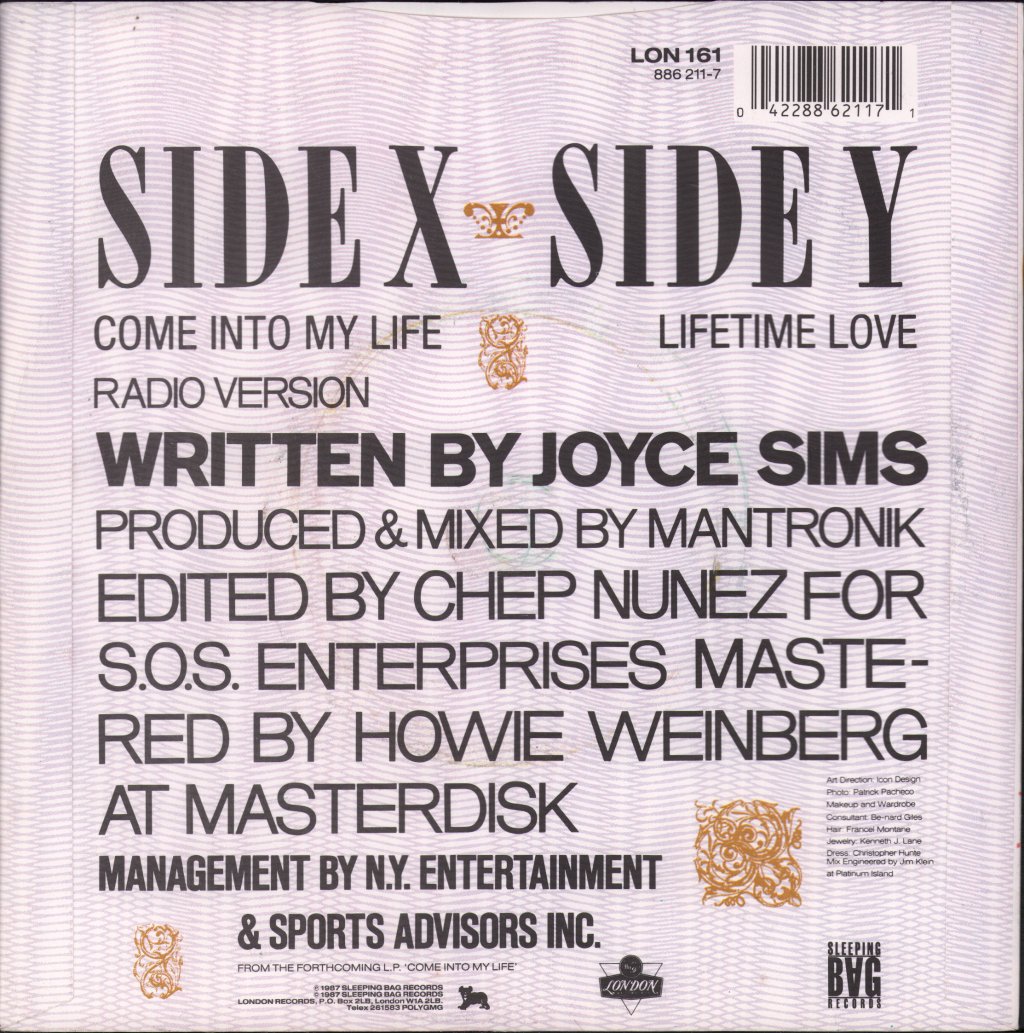 Joyce Sims - Come Into My Life - 7 Inch