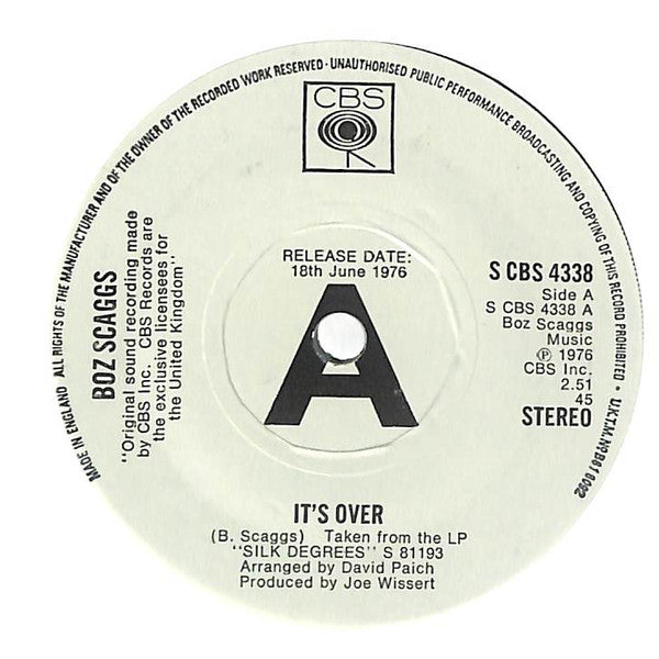 Boz Scaggs - It's Over - 7 Inch