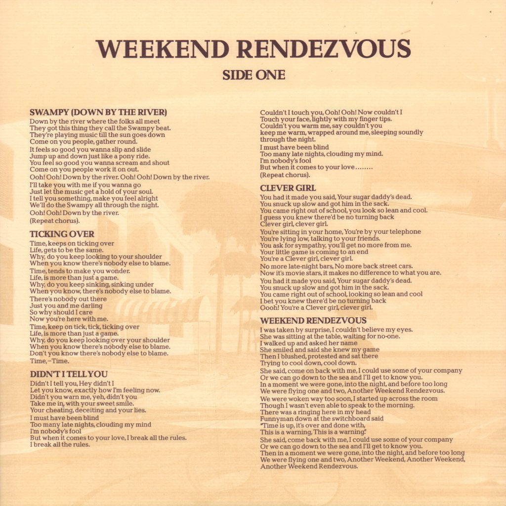 Racing Cars - Weekend Rendezvous - Lp