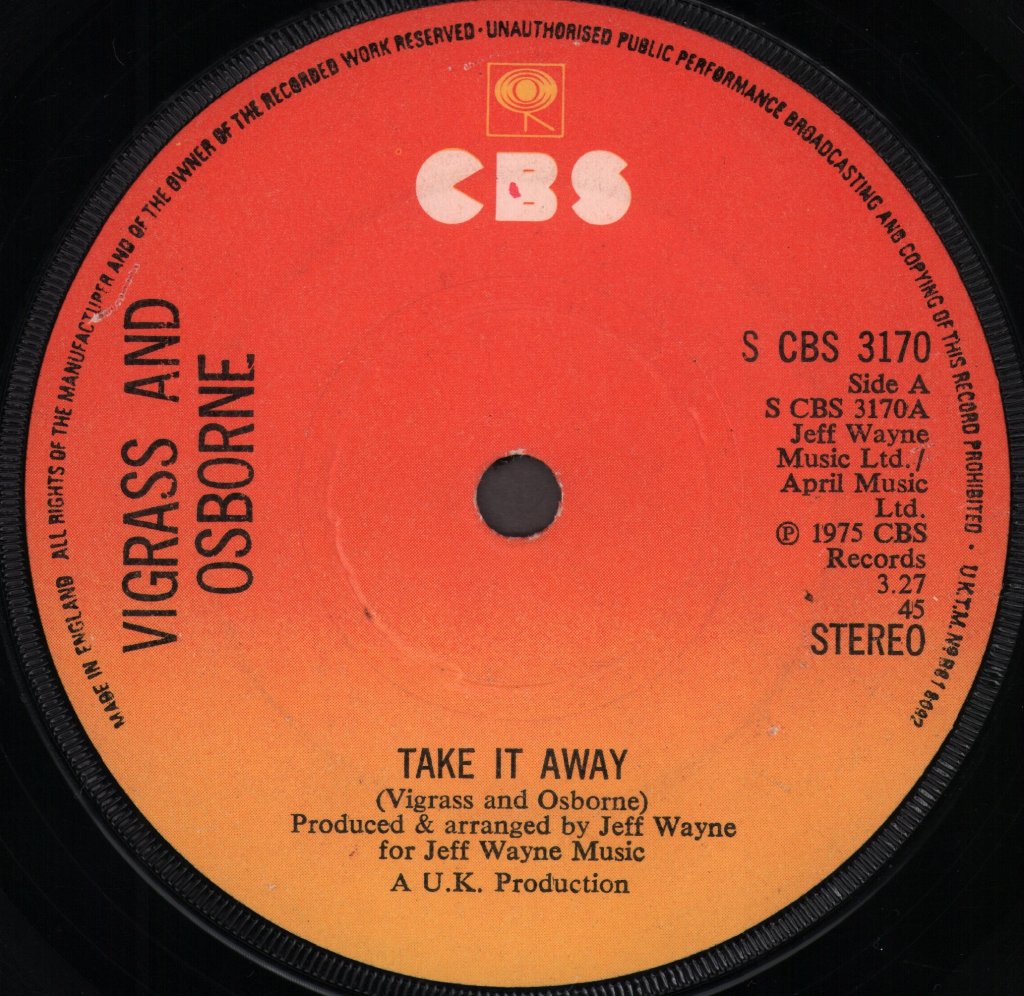 Vigrass And Osborne - Take It Away - 7 Inch