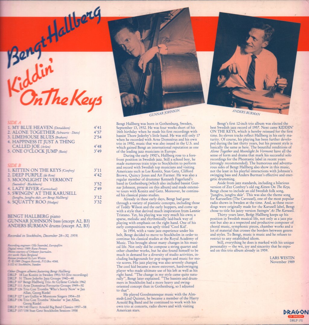 Bengt Hallberg - Kiddin' On The Keys - Lp