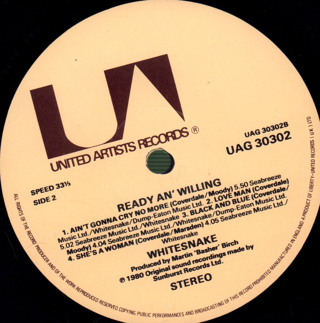 Whitesnake - Ready An Willing - Lp