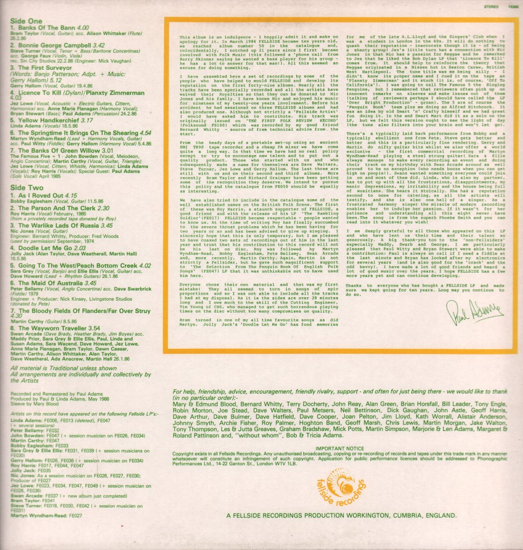 Flash Company - A Celebration Of The First Ten Years Of Fellside 76-86 - Lp