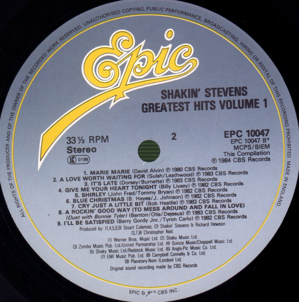 Shakin Stevens - Greatest Hits Volume 1 - Lp