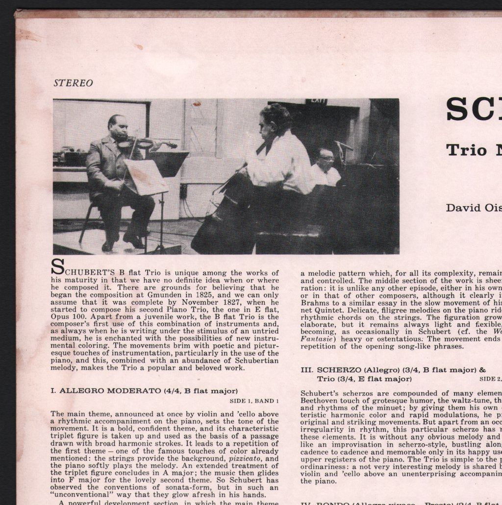David Oistrakh Trio - Schubert Trio Op. 99 - Lp