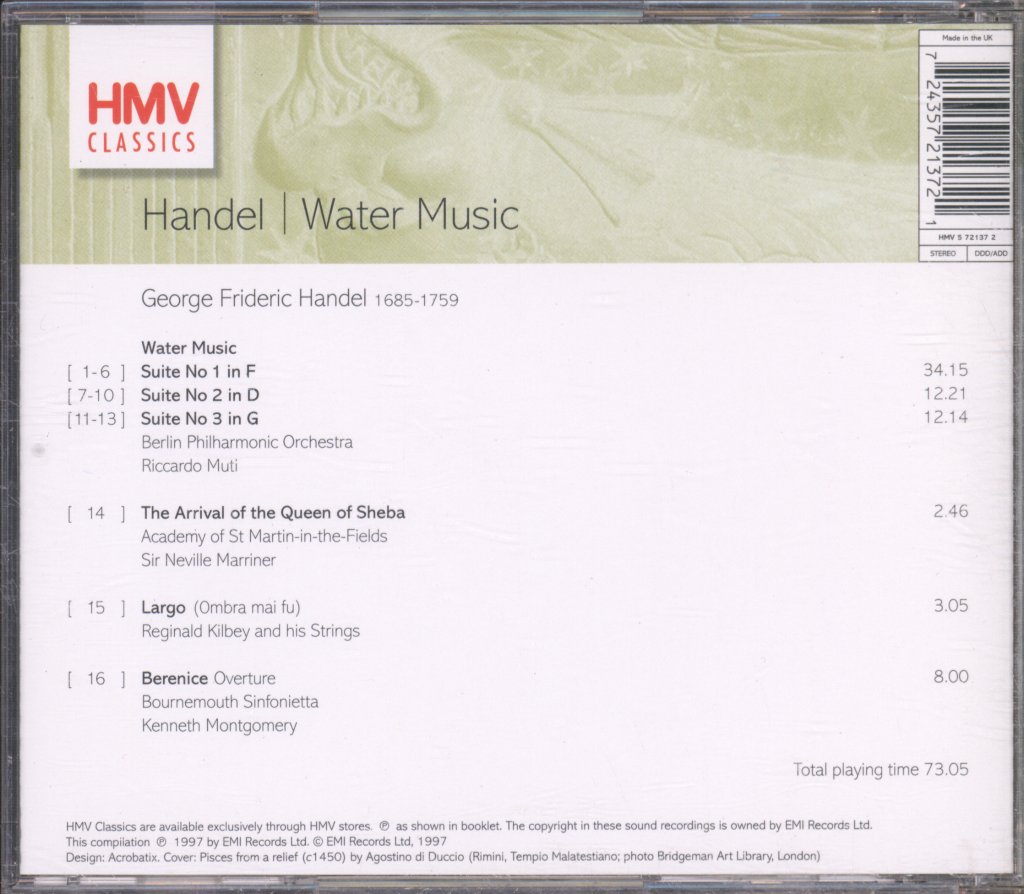 Berlin Philharmonic Orchestra, Riccardo Muti - Water Music, Etc. - Cd